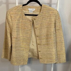 Maggy London Women's Gold Textured Blazer Vintage 100% Silk